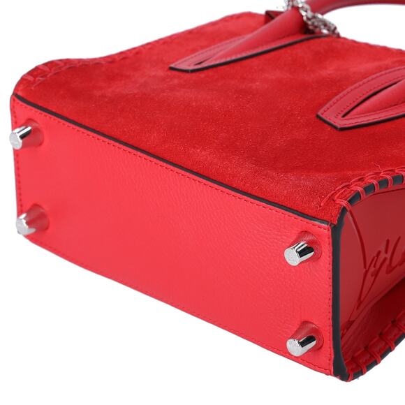 Christian Louboutin Paloma Mini Handbag Red Suede Leather w Bag Charm - Picture 7 of 8